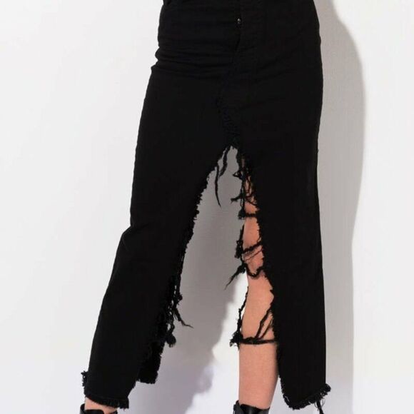 AKIRA Dresses & Skirts - NWT 100% cotton Black Kiki Riki distressed denim maxi skirt Size S